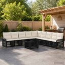 vidaXL Tuinbank Set 10 st Zwart en Crème Wit poly rattan