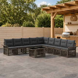 vidaXL Tuinbank Set 10 st Zwart en Crème Wit poly rattan