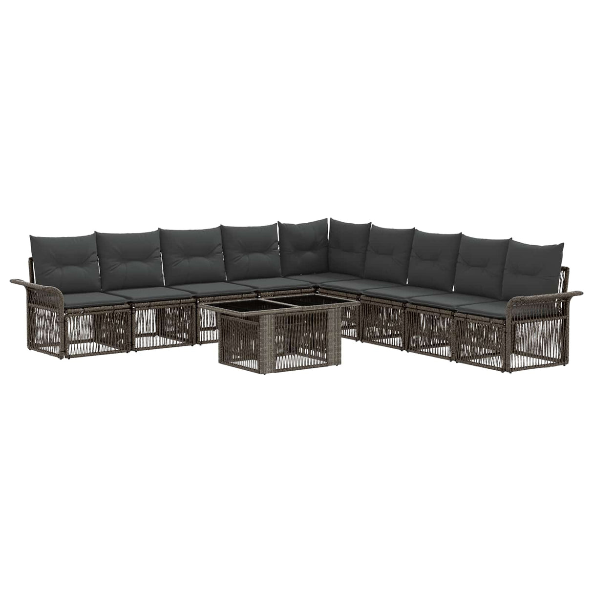 vidaXL Tuinbank Set 10 st Zwart en Crème Wit poly rattan