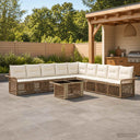 vidaXL Tuinbank Set 10 st Zwart en Crème Wit poly rattan
