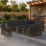 vidaXL Tuinbank Set 11 st Zwart en Crème Wit poly rattan