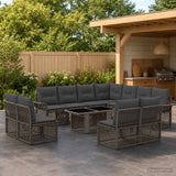 vidaXL Tuinbank Set 12 st Zwart en Crème Wit poly rattan
