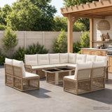 vidaXL Tuinbank Set 12 st Zwart en Crème Wit poly rattan