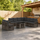vidaXL Tuinbank Set 10 st Zwart en Crème Wit poly rattan