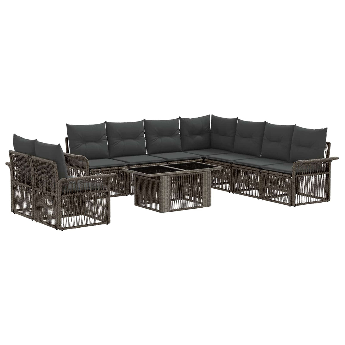 vidaXL Tuinbank Set 10 st Zwart en Crème Wit poly rattan