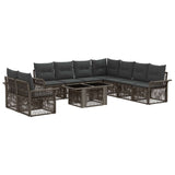 vidaXL Tuinbank Set 10 st Zwart en Crème Wit poly rattan