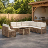 vidaXL Tuinbank Set 10 st Zwart en Crème Wit poly rattan