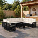 vidaXL Tuinbank Set 11 st Zwart en Crème Wit poly rattan
