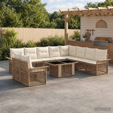 vidaXL Tuinbank Set 11 st Zwart en Crème Wit poly rattan