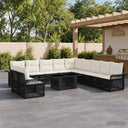 vidaXL Tuinbank Set 12 st Zwart en Crème Wit poly rattan