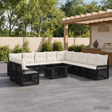 vidaXL Tuinbank Set 12 st Zwart en Crème Wit poly rattan