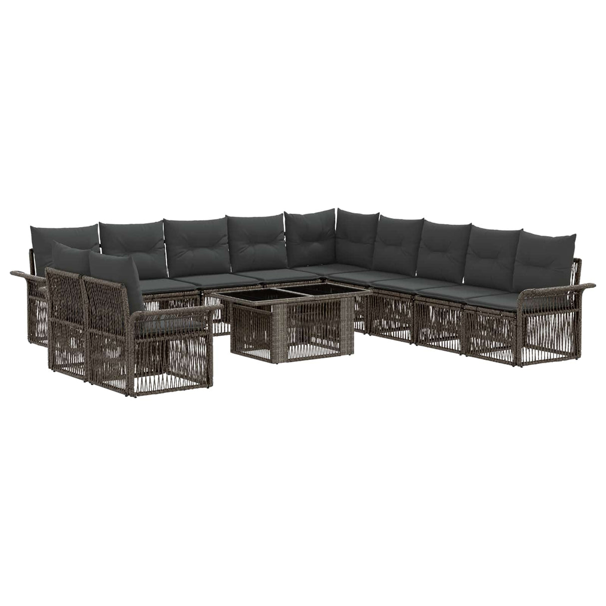 vidaXL Tuinbank Set 12 st Zwart en Crème Wit poly rattan