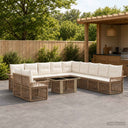 vidaXL Tuinbank Set 12 st Zwart en Crème Wit poly rattan
