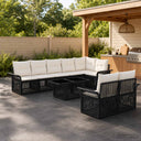 vidaXL Garden Lounge Set 9 pcs Black and Cream White poly rattan