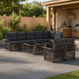 vidaXL Garden Lounge Set 9 pcs Black and Cream White poly rattan