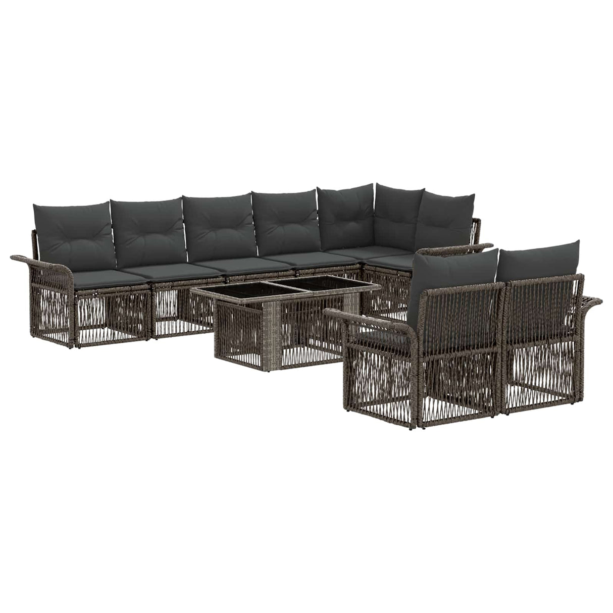 vidaXL Garden Lounge Set 9 pcs Black and Cream White poly rattan