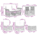 vidaXL Garden Bench Set 7 pcs Black and Cream White poly rattan