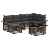 vidaXL Garden Bench Set 7 pcs Black and Cream White poly rattan