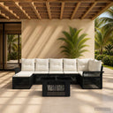 vidaXL Tuinbank Set 8 st Zwart en Crème Wit poly rattan
