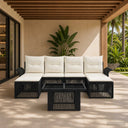 vidaXL Tuinbank Set 7 st Zwart en Crème Wit poly rattan