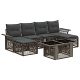 vidaXL Tuinbank Set 7 st Zwart en Crème Wit poly rattan