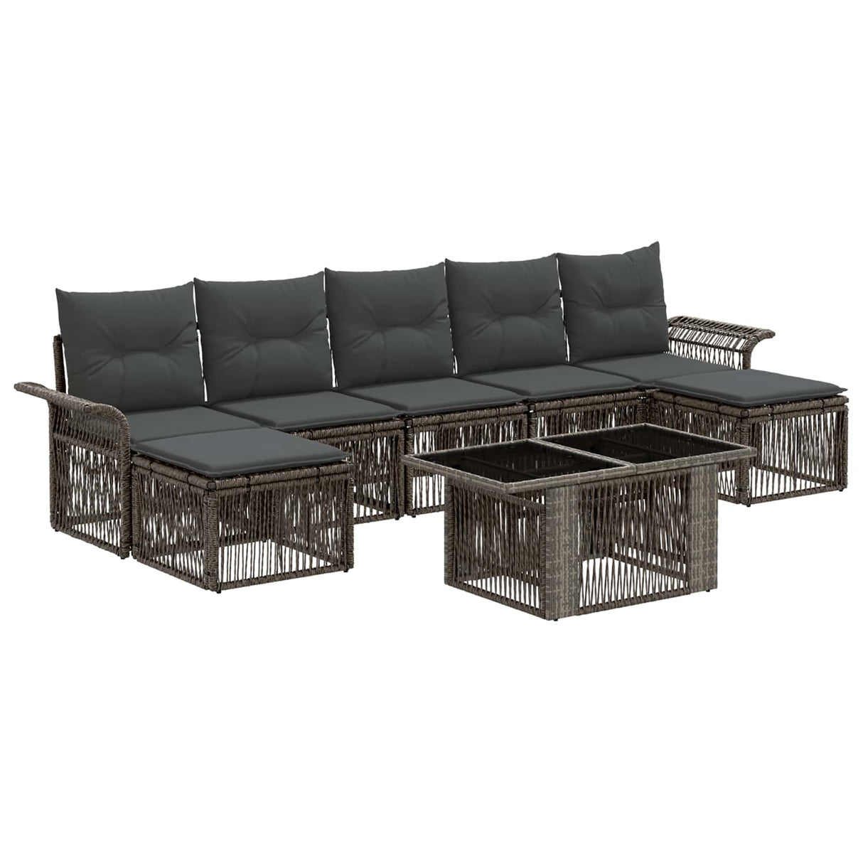 vidaXL Tuinbank Set 8 st Zwart en Crème Wit poly rattan