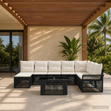vidaXL Tuinbank Set 9 st Zwart en Crème Wit poly rattan