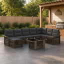vidaXL Tuinbank Set 9 st Zwart en Crème Wit poly rattan