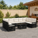 vidaXL Tuinbank Set 10 st Zwart en Crème Wit poly rattan