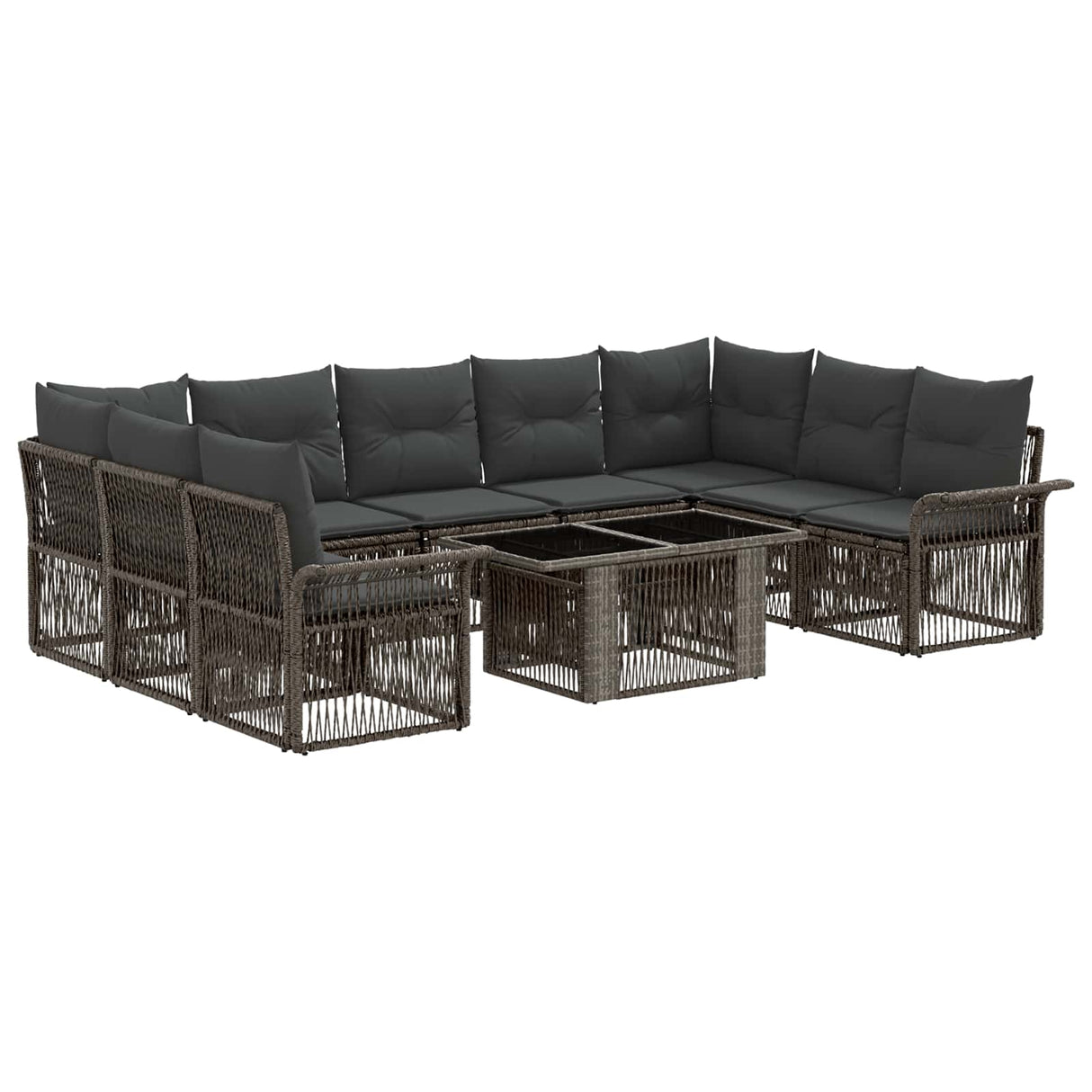 vidaXL Tuinbank Set 10 st Zwart en Crème Wit poly rattan