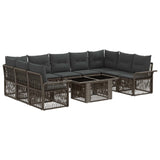 vidaXL Tuinbank Set 10 st Zwart en Crème Wit poly rattan