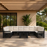 vidaXL Tuinbank Set 11 st Zwart en Crème Wit poly rattan