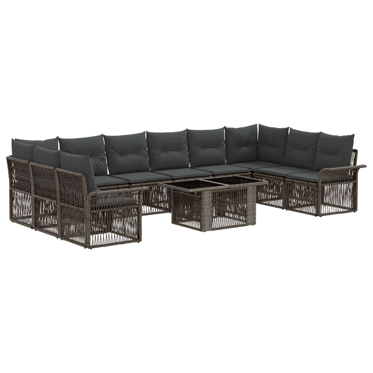 vidaXL Tuinbank Set 11 st Zwart en Crème Wit poly rattan