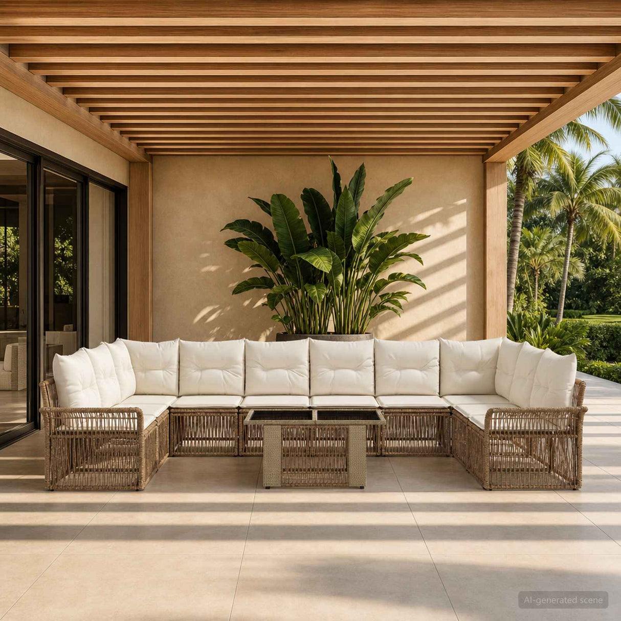 vidaXL Tuinbank Set 11 st Zwart en Crème Wit poly rattan