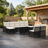 vidaXL Tuinbank Set 10 st Zwart en Crème Wit poly rattan