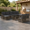vidaXL Tuinbank Set 10 st Zwart en Crème Wit poly rattan