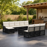 vidaXL Tuinbank Set 11 st Zwart en Crème Wit poly rattan