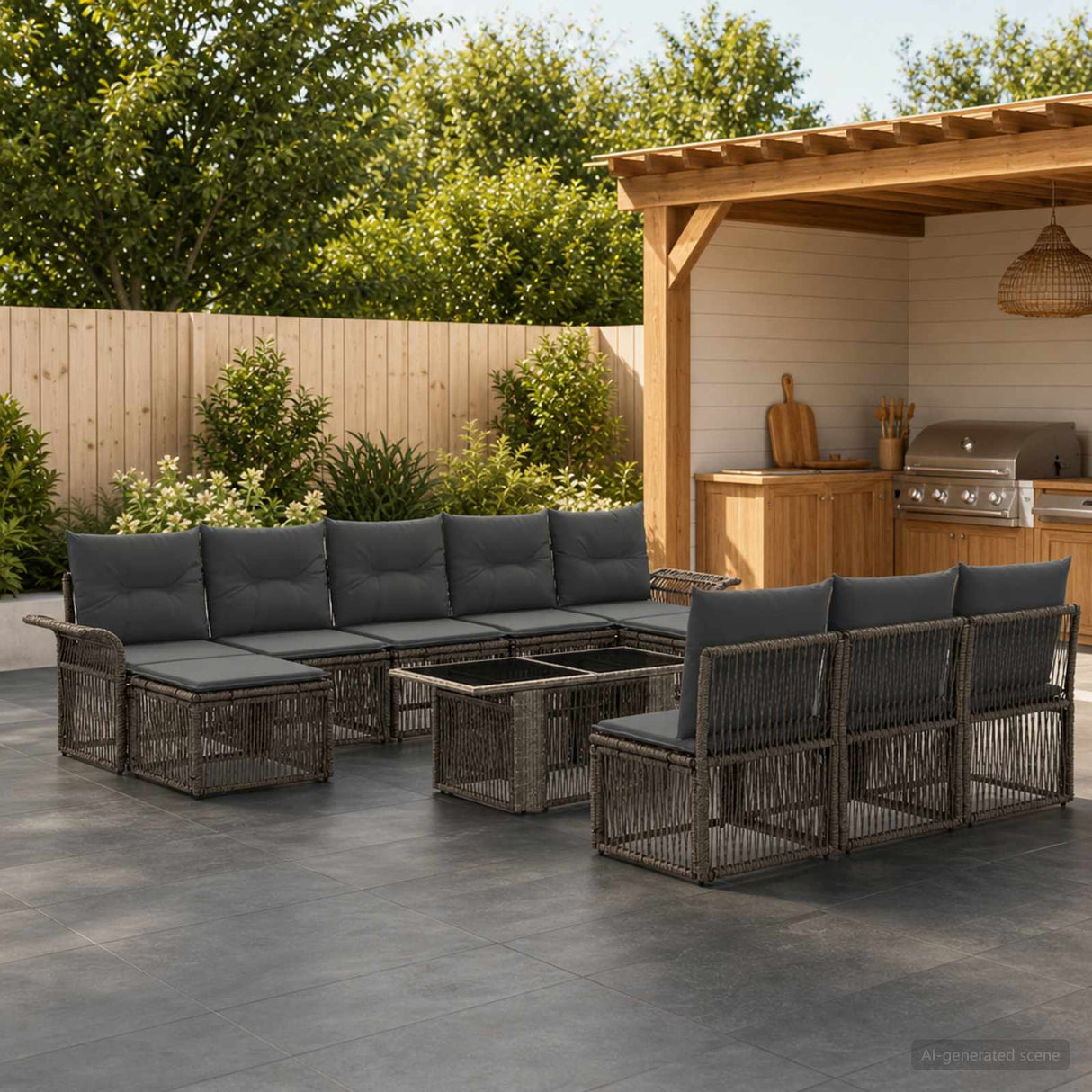 vidaXL Tuinbank Set 11 st Zwart en Crème Wit poly rattan