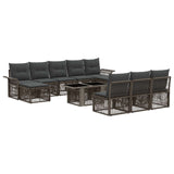 vidaXL Tuinbank Set 11 st Zwart en Crème Wit poly rattan