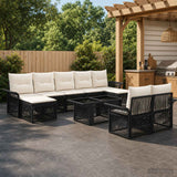 vidaXL Tuinbank Set 10 st Zwart en Crème Wit poly rattan