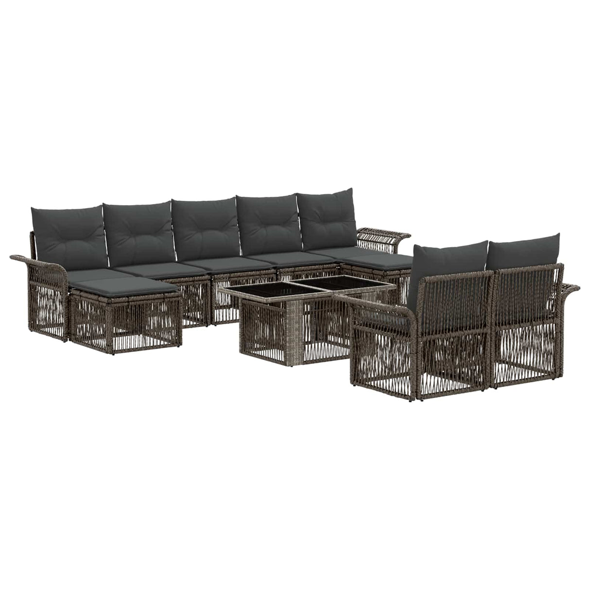 vidaXL Tuinbank Set 10 st Zwart en Crème Wit poly rattan