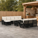 vidaXL Tuinbank Set 11 st Zwart en Crème Wit poly rattan