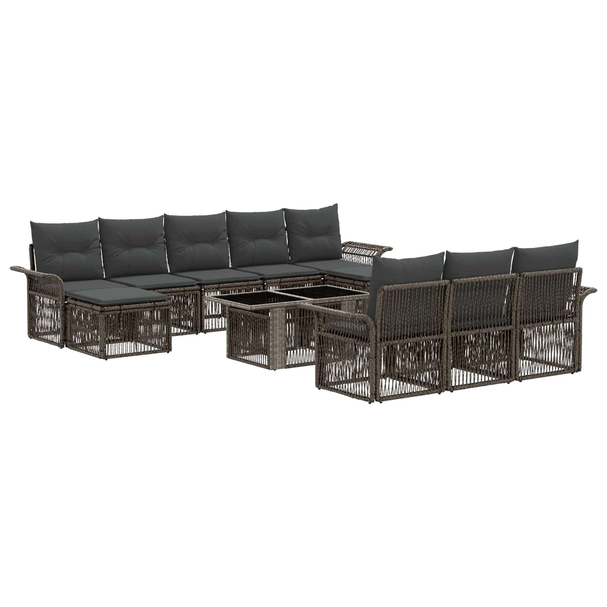 vidaXL Tuinbank Set 11 st Zwart en Crème Wit poly rattan