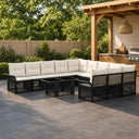 vidaXL Tuinbank Set 12 st Zwart en Crème Wit poly rattan