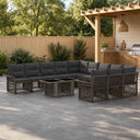 vidaXL Tuinbank Set 12 st Zwart en Crème Wit poly rattan
