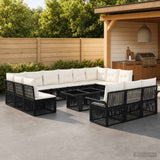 vidaXL Tuinbank Set 14 st Zwart en Crème Wit poly rattan