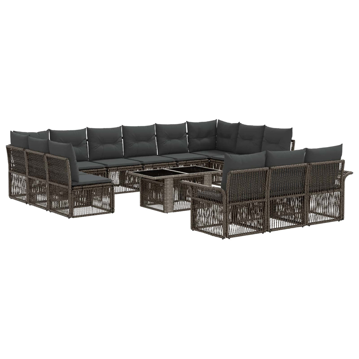 vidaXL Tuinbank Set 14 st Zwart en Crème Wit poly rattan
