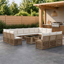 vidaXL Tuinbank Set 14 st Zwart en Crème Wit poly rattan