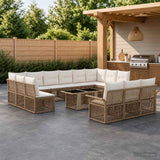 vidaXL Tuinbank Set 14 st Zwart en Crème Wit poly rattan