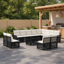 vidaXL Tuinbank Set 13 st Zwart en Crème Wit poly rattan